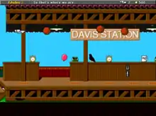 A screenshot from the Glider PRO game in an outside area.