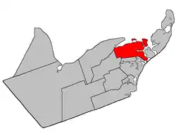 Location within Gloucester County, New Brunswick