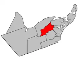Location within Gloucester County, New Brunswick