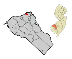 Map of National Park highlighted within Gloucester County. Inset: Location of Gloucester County in New Jersey.