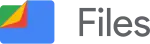 The logo contains a blue folder which is semi folded on the top-left. The fold contains distinct colors of the Google logo, namely red, green, and blue, and is folded similarly to paper.