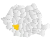 Map of Romania highlighting Gorj County