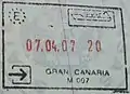 Entry stamp for sea travel, issued at Gran Canaria