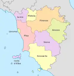 Location of Tuscany