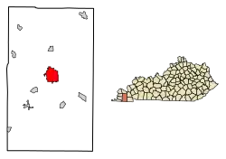 Location within Graves County and Kentucky