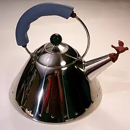 Graves kettle, 1984, a post-modern kettle with a bird-shaped whistle on the spout