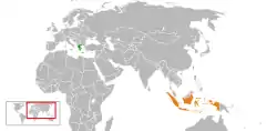 Map indicating locations of Greece and Indonesia