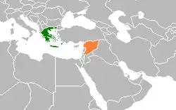 Map indicating locations of Greece and Syria