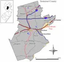 Map of Green Brook Township in Somerset County. Inset: Location of Somerset County in New Jersey.

Interactive map of Green Brook Township, New Jersey