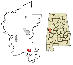 Location of Forkland in Greene County, Alabama.