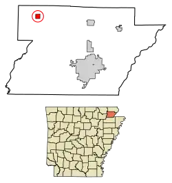 Location of Delaplaine in Greene County, Arkansas.