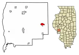 Location of Greenfield in Greene County, Illinois.