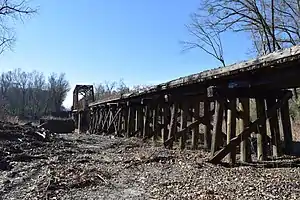 Timber Railroad Bridge on Grenada Railway crossing Yalobusha River