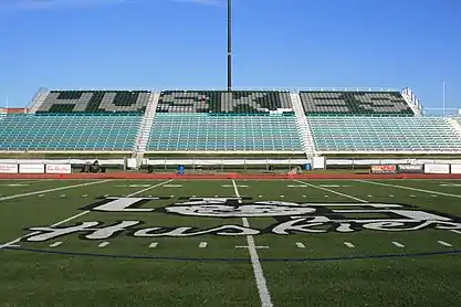 A mid-field view of the east side stands of Griffiths Stadium