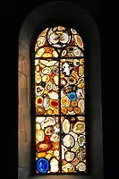 Thin slices of agate set into lead and glass, Grossmünster, Zürich, Switzerland, by Sigmar Polke (2009)