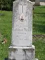 The tomb of the young Vince Talabér from Permise (Kétvölgy) in the cemetery of Apátistvánfalva with Prekmurje Slovene inscription.