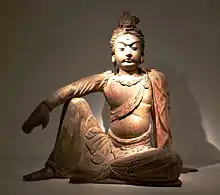 A Chinese wooden sculpture depicting Guanyin, Song Dynasty, 12th century AD