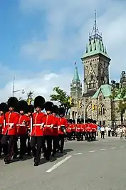 Members of the CGG on parade in Ottawa. The city granted its Freedom to the regiment in 1979.