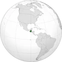 Location of&nbsp;Guatemala&nbsp;(dark green)in the Western Hemisphere&nbsp;(grey)
