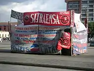Image 50Camp put up by striking Pepsi-Cola workers, in Guatemala City, Guatemala, 2008.