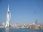 Gunwharf Quays viewed from the water.