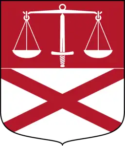 Scales balanced on a sword in the arms of Hörby