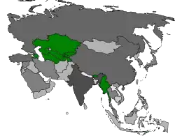 Number of confirmed deaths of A(H1N1) virus in Asia:.mw-parser-output .legend{page-break-inside:avoid;break-inside:avoid-column}.mw-parser-output .legend-color{display:inline-block;min-width:1.25em;height:1.25em;line-height:1.25;margin:1px 0;text-align:center;border:1px solid black;background-color:transparent;color:black}.mw-parser-output .legend-text{}&nbsp;&nbsp;No deaths.mw-parser-output .legend{page-break-inside:avoid;break-inside:avoid-column}.mw-parser-output .legend-color{display:inline-block;min-width:1.25em;height:1.25em;line-height:1.25;margin:1px 0;text-align:center;border:1px solid black;background-color:transparent;color:black}.mw-parser-output .legend-text{}&nbsp;&nbsp;1+ deaths.mw-parser-output .legend{page-break-inside:avoid;break-inside:avoid-column}.mw-parser-output .legend-color{display:inline-block;min-width:1.25em;height:1.25em;line-height:1.25;margin:1px 0;text-align:center;border:1px solid black;background-color:transparent;color:black}.mw-parser-output .legend-text{}&nbsp;&nbsp;5+ deaths.mw-parser-output .legend{page-break-inside:avoid;break-inside:avoid-column}.mw-parser-output .legend-color{display:inline-block;min-width:1.25em;height:1.25em;line-height:1.25;margin:1px 0;text-align:center;border:1px solid black;background-color:transparent;color:black}.mw-parser-output .legend-text{}&nbsp;&nbsp;10+ deaths.mw-parser-output .legend{page-break-inside:avoid;break-inside:avoid-column}.mw-parser-output .legend-color{display:inline-block;min-width:1.25em;height:1.25em;line-height:1.25;margin:1px 0;text-align:center;border:1px solid black;background-color:transparent;color:black}.mw-parser-output .legend-text{}&nbsp;&nbsp;50+ deaths.mw-parser-output .legend{page-break-inside:avoid;break-inside:avoid-column}.mw-parser-output .legend-color{display:inline-block;min-width:1.25em;height:1.25em;line-height:1.25;margin:1px 0;text-align:center;border:1px solid black;background-color:transparent;color:black}.mw-parser-output .legend-text{}&nbsp;&nbsp;100+ deaths.mw-parser-output .legend{page-break-inside:avoid;break-inside:avoid-column}.mw-parser-output .legend-color{display:inline-block;min-width:1.25em;height:1.25em;line-height:1.25;margin:1px 0;text-align:center;border:1px solid black;background-color:transparent;color:black}.mw-parser-output .legend-text{}&nbsp;&nbsp;500+ deaths.mw-parser-output .legend{page-break-inside:avoid;break-inside:avoid-column}.mw-parser-output .legend-color{display:inline-block;min-width:1.25em;height:1.25em;line-height:1.25;margin:1px 0;text-align:center;border:1px solid black;background-color:transparent;color:black}.mw-parser-output .legend-text{}&nbsp;&nbsp;1000+ deaths.mw-parser-output .legend{page-break-inside:avoid;break-inside:avoid-column}.mw-parser-output .legend-color{display:inline-block;min-width:1.25em;height:1.25em;line-height:1.25;margin:1px 0;text-align:center;border:1px solid black;background-color:transparent;color:black}.mw-parser-output .legend-text{}&nbsp;&nbsp;5000+ deaths