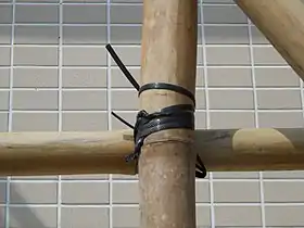 Bamboo scaffold with nylon knots.