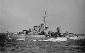 HMS Quality (G62) underway at sea on 13 May 1944