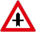 Intersection on a priority road with a non-priority road