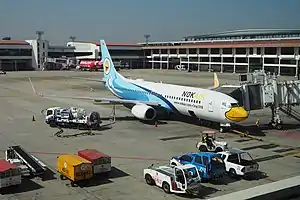 A Boeing 737-800 of Nok Air (HS-DBK) being fueled at Don Mueang International Airport