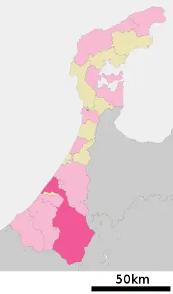 Location of Hakusan in Ishikawa Prefecture