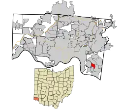 Location in Hamilton County and the state of Ohio