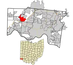 Location in Hamilton County and the state of Ohio