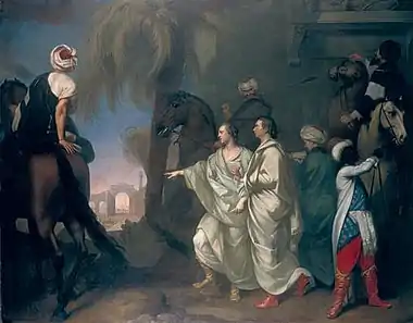 James Dawkins and Robert Wood Discovering the Ruins of Palmyra, by Gavin Hamilton (1758)