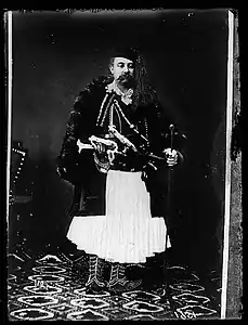 Albanian leader Hamza Kazazi, photographed ca. 1858.