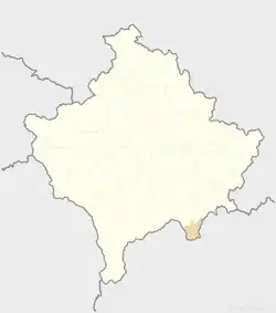 Location of the municipality of Elez Han within Kosovo