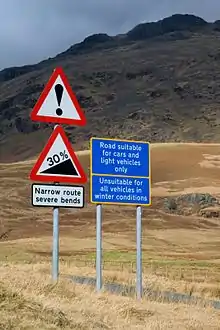Image 32Warning signs at Hardknott Pass (from North West England)