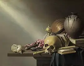 Still Life: An Allegory of the Vanities of Human Life is a Dutch vanitas which follows the memento mori theme.
