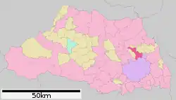 Location of Hasuda in Saitama Prefecture