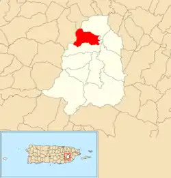 Location of Hato within the municipality of San Lorenzo shown in red