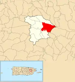 Location of Hato Nuevo within the municipality of Gurabo shown in red