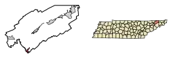 Location in Hawkins County, Tennessee