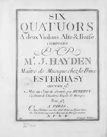 title page of score by Haydn