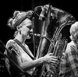 Mobeck with Broen and Moskus at the 2016 Oslo Jazzfestival.