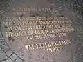 Commemorative plaque for Luther