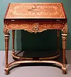 Baroque slant-front desk; by Heinrich Ludwig Rohde or Ferdinand Plitzner; c.1715–1725; marquetry with maple, amaranth, mahogany, and walnut on spruce and oak; 90 × 84 × 44.5&nbsp;cm; Art Institute of Chicago