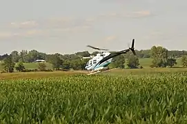 Helicopter over an Iowan cornfield