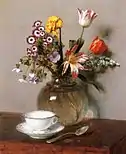 Vase of Flowers with a Coffee Cup (1885)