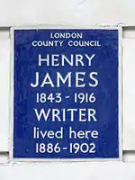 Henry James blue plaque at no 34
